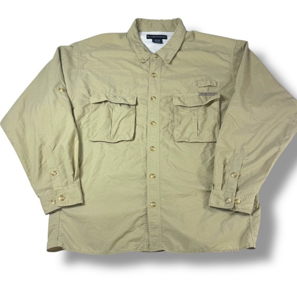 ExOfficio Khaki Long Sleeve Button Down Utility Shirt XL Outdoor - Picture 2 of 9